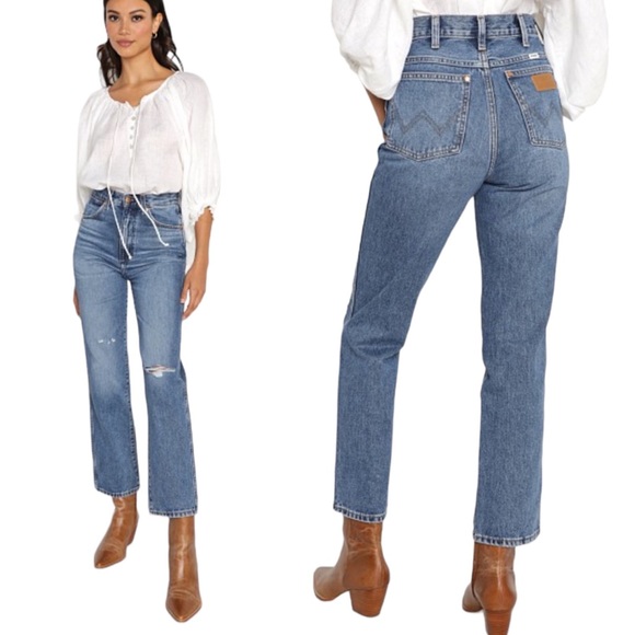 Wrangler Denim - Wrangler Wild West 603 High Rise Straight Jean Retro Distressed Size 25 NWT